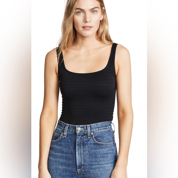 NWT Free People Square One Seamless Cami Tank Top Black - Picture 3 of 5